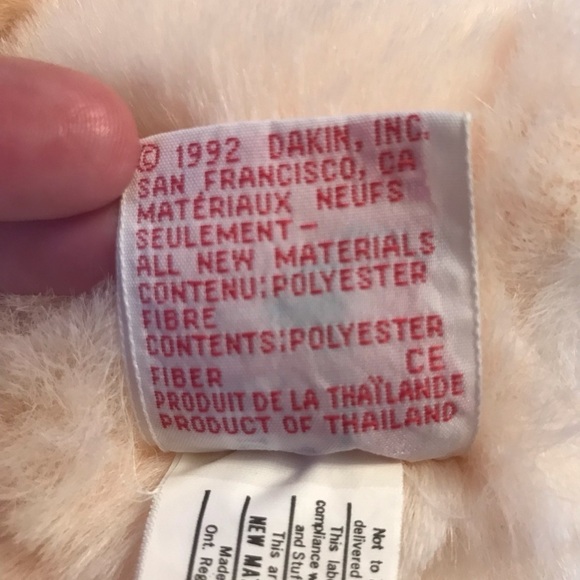 Vintage Dakin Bunny rabbit plush stuffed animal big eared bunny peach satin ears - Picture 5 of 5